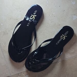 Yosi Samra Glossy Black Sandals SZ 7 NWT's